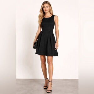 THEORY Quinten Amata Black Textured Sleeveless Fit & Flare Dress – Size 4